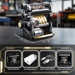 853 Pcs Visible L4 Internal Combustion Ohc Engine Motor Working Model DIY Kit