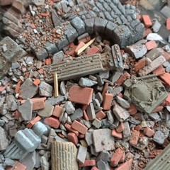 Painted Diorama 1/35 Building Ruins Rubble Bricks WWII Military Scene Prop Model