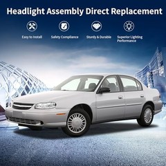 Headlights Assembly Compatible with Chevy Chrome Housing Fit 1997-2003 Malibu