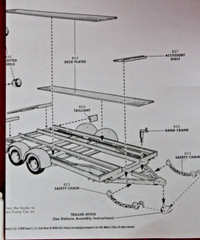 Car Tandem Axle Trailer Style With TOW VEHICLE HITCH & CHAIN 1/25 W/WALL TIRE