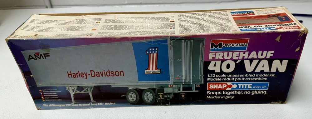 Monogram Fruehauf 40 Foot Van Trailer Harley-Davidson Vintage Model #1207-1980