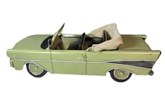Vintage Look Tin Metal Classic 1957 Chevy Convertible Car 11″L Green