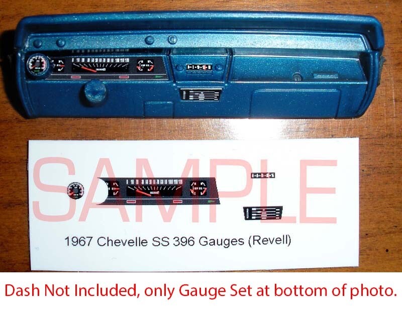1967 CHEVELLE SS 396 GAUGE FACES for 1/25 scale REVELL kits—PLEASE READ DESC