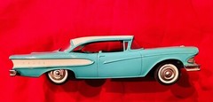 VTG 1958 FORD EDSEL DEALER FRICTION TOY PROMOTION CAR MODEL, TWO TONED METAL