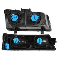 Pair Headlight Assembly Compatible with 2003 Black Housing Clear Reflector