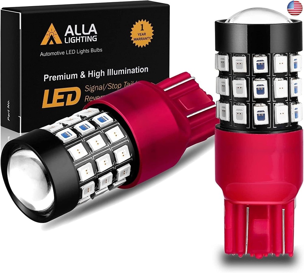 Alla Lighting Upgraded T20 7440 7443 LED Strobe Brake Lights Bulbs, Red