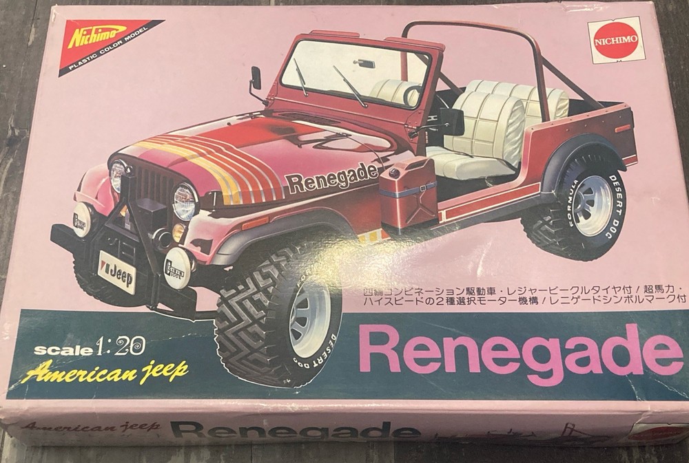 Vtg NICHIMO Jeep Renegade CJ-7 4×4 1:20 Model Kit MC-2033 No. 9 American Jeep