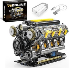 V8 Engine Model Kit – 905 PCS USB Rechargeable STEM Educational Toy for Ages 14+
