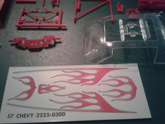 1957 CHEVY HARDTOP BODY,INTERIOR,CHASSIS,SUSPENSION DECALS,GLASS,TRIM