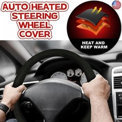 12V Heated Steering Wheel Cover Steering Wheel Warmer 14.5-15.5 Inch Steering