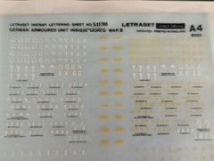 Squadron/Letraset* A4 Instant Lettering Sheet #S13780 German Armor Unit WW2 READ