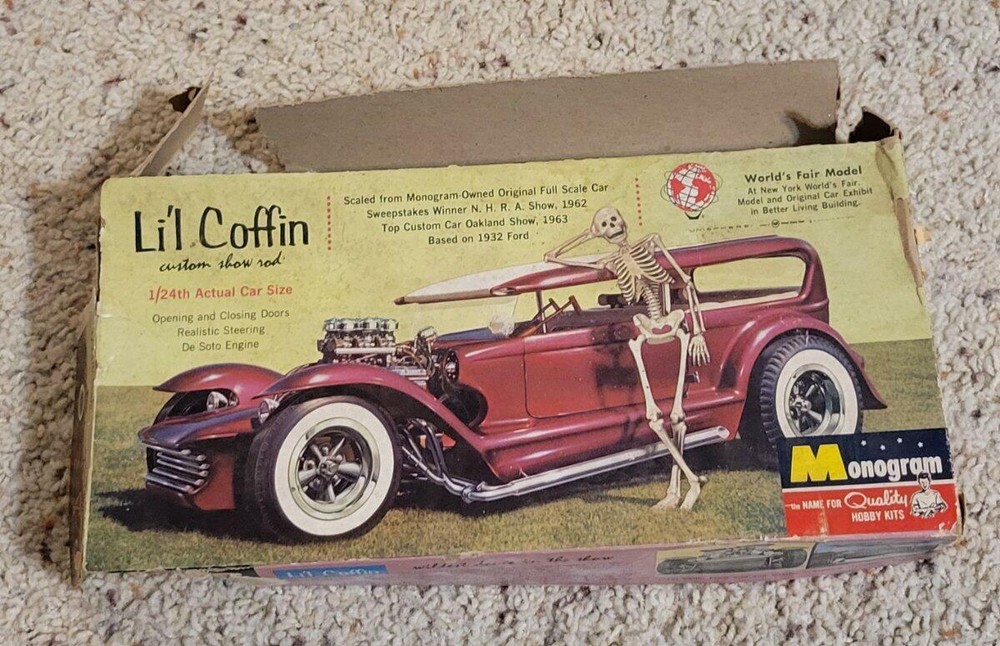 Vintage 1960s Monogram Li’l Coffin Custom Show Rod Model Car NY World’s Fair