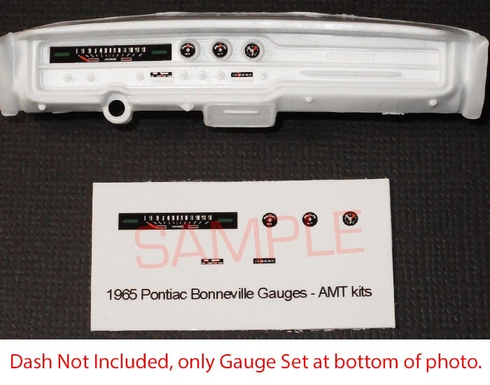 1965 PONTIAC BONNEVILLE GAUGE FACES for 1/25 scale AMT kits—PLS READ DESCRIPTION