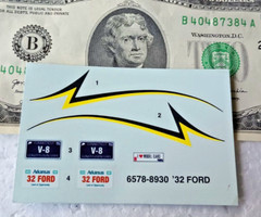 ERTL Vintage Waterslide 1/24 Decals ’32 FORD V8 Arkansas #6578 Great Stripes