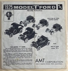 1925 Model ‘T’ Ford AMT – Model Original Assembly Instruction Sheet Guide Only