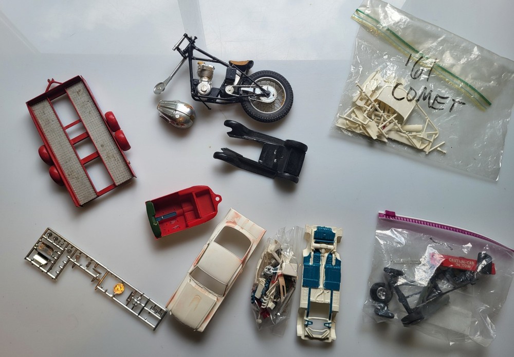 Vintage Car Bike Model Kit Parts LOT