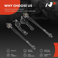 Set of 4, Front Inner Outer Tie Rod End Kit, Compatible with Kia Soul 2020-2023,