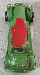 Vintage Model T Car Molded Plastic, No Markings, Green, Red Roof, Pre-Owned