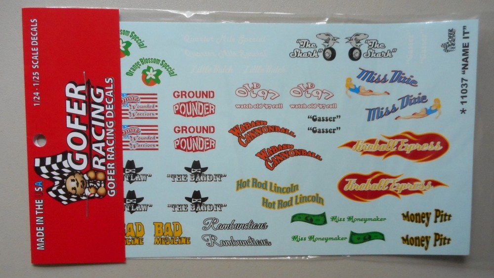 NAME IT 1:24 1:25 GOFER RACING DECALS CAR MODEL ACCESSORY 11037