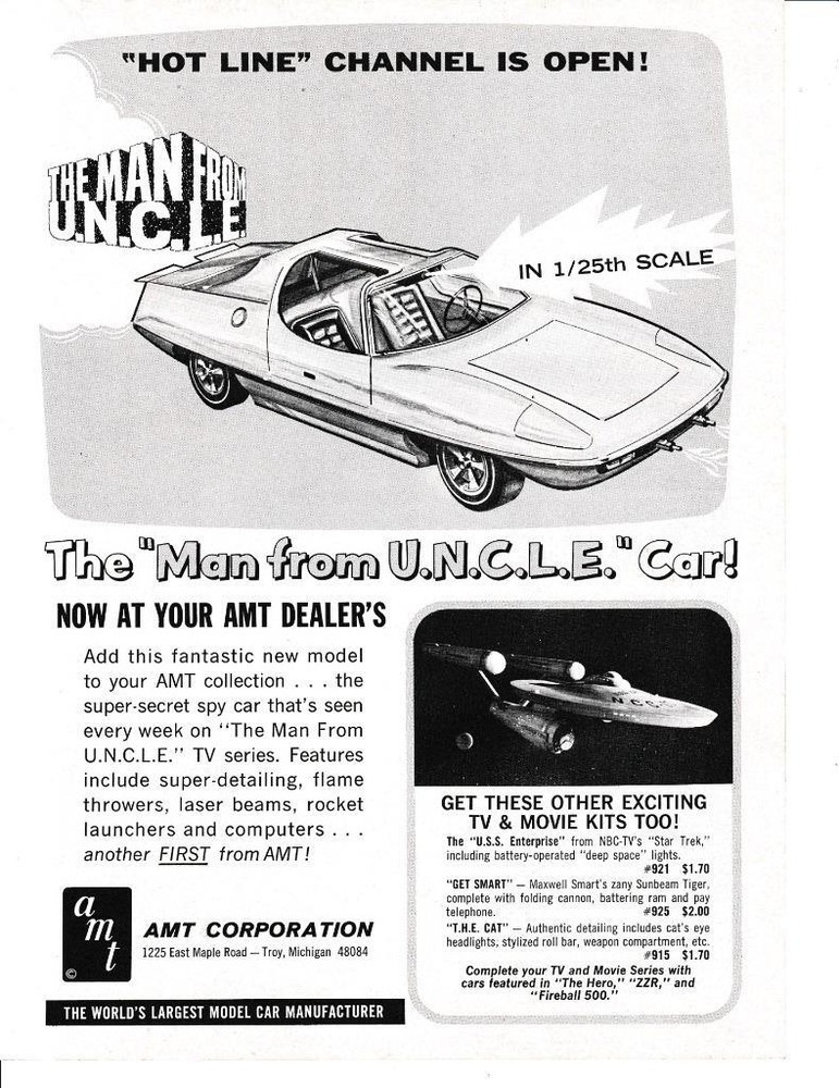1967 AMT Piranha Model 1/25 Print-Ad-Corvair powered/ Star Trek USS Enterprise