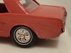 Vintage 1966 Ford Mustang Dealer Promo Model Car Red Plastic 4 Screws Some Flaws