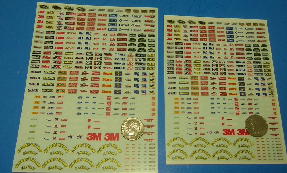 CLEAR WATERSLIDE DECALS 1/24 1/32 NASCAR SPONSER DECALS JEGS GOODYEAR Repros
