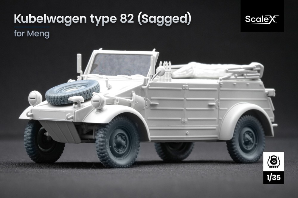 Kubelwagen type 82 Sagged wheel set (3d printed) for Meng 1/35 ScaleX WW 35003S