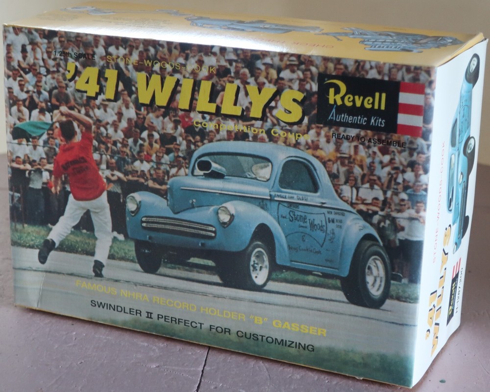 Stone, Woods & Cook ’41 Willys Revell 1/25 Model Kit NOS 1995 Open Box and Bags