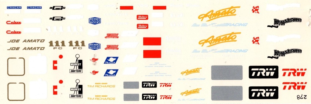 Fred Cady No. 278 |1:24th. or 1:25th. Joe Amato TRW Decals Mustang