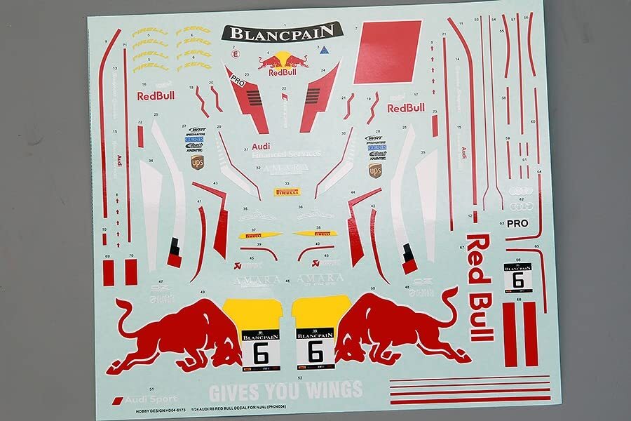 Hobby Design Decal 1/24 Audi R8 Red Bull Decal for NuNu from Japan 11844
