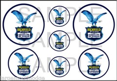 VINTAGE STYLE 1 3/4 AND 1/2 INCH RICHFIELD GASOLINE OF POWER OIL DECAL STICKER