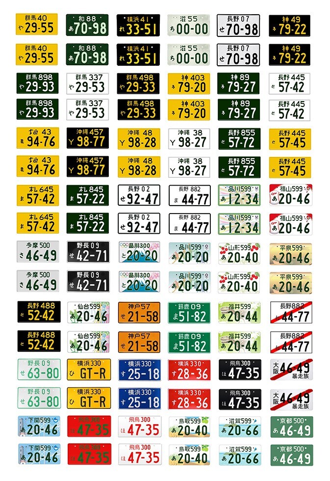 1/64 scale model car assorted Japan license plates Japanese tags