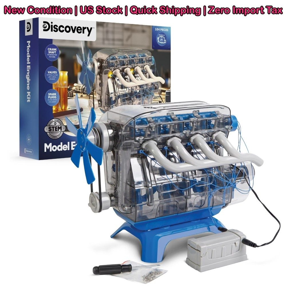 Discovery Mindblown Model Engine Kit for Children Moving Parts LED Lights NEW