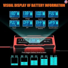 YONHAN Battery Charger 10-Amp 12V and 24V Fully-Automatic Smart Car Battery
