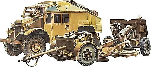 Tamiya British 25 Pounder Gun/Quad – Plastic Model Military Vehicle Kit – 1/35