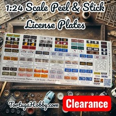 Clearance – Famous License Plates – Peel & Stick Decals – 1:24 Scale – Models