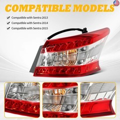 Outer Tail Light Assembly w/Bulbs Passenger Side Compatible with Sentra 2013