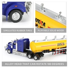 1/50 Scale Long-Nose Tanker Semi Truck with Fuel Tank Trailer Die-Cast Alloy Mod