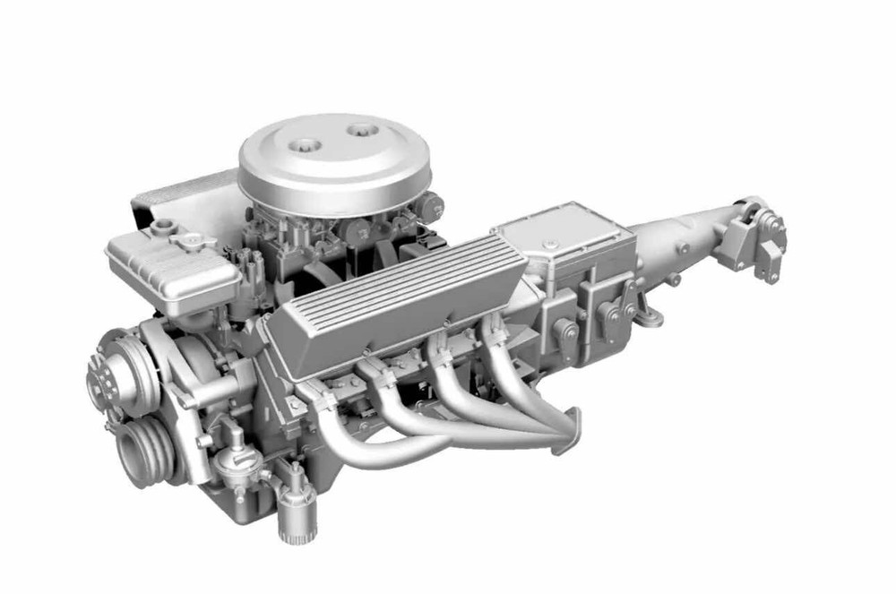 1/25 3D Resin Ford Dual Carb 427 Engine W/ Transmisison Scale Model Kit Parts