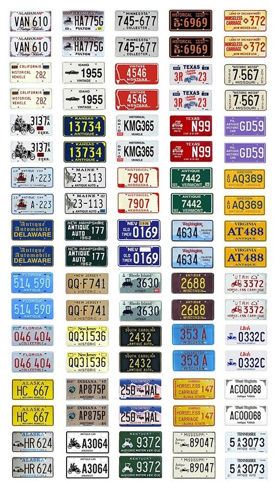1/25 scale model car assorted USA historic license plates tags 1:25