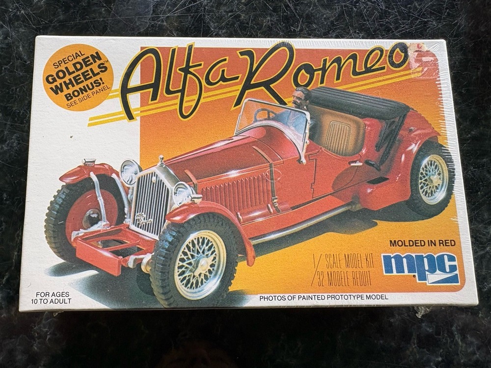 MPC Alfa Romeo Molded In Red 1/32 Scale Model Kit In Sealed Box