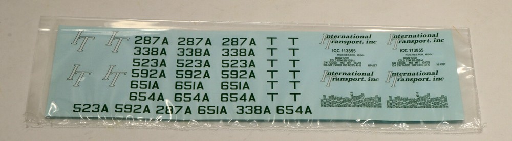 1/25 International Transport Inc. Tractor/Flatbed Trailer Decal Set Screen Prtd.