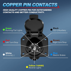 7 Way Trailer Plug Socket Extension Cable 7 Blade Trailer Wiring Connector Cord