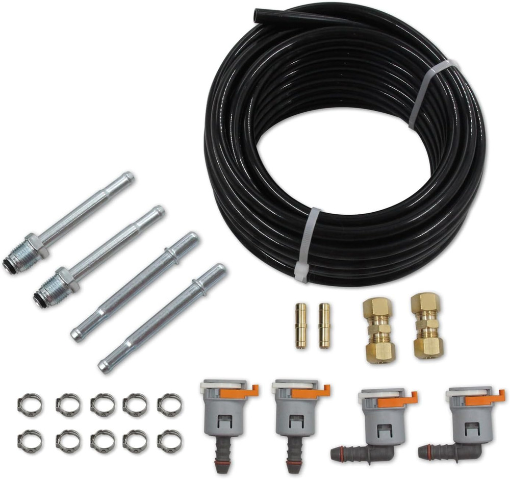 Automotive 25 Feet 3/8″ Nylon Fuel Line Tubing Replacement Fuel Line Repair Kit