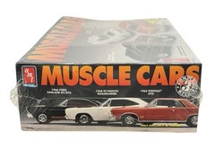 NEW Sealed AMT 3 Muscle Car Kits 66 Fairlane-68 Road Runner-65 GTO “Bent Box”
