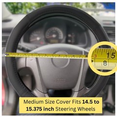 Steering Wheel Cover Black Real Genuine Leather 15 Inch For Men And Women