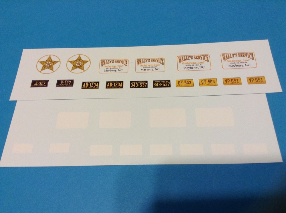 MAYBERRY SHERIFF – 1/24 – 1/25th Scale Waterslide Police Decals