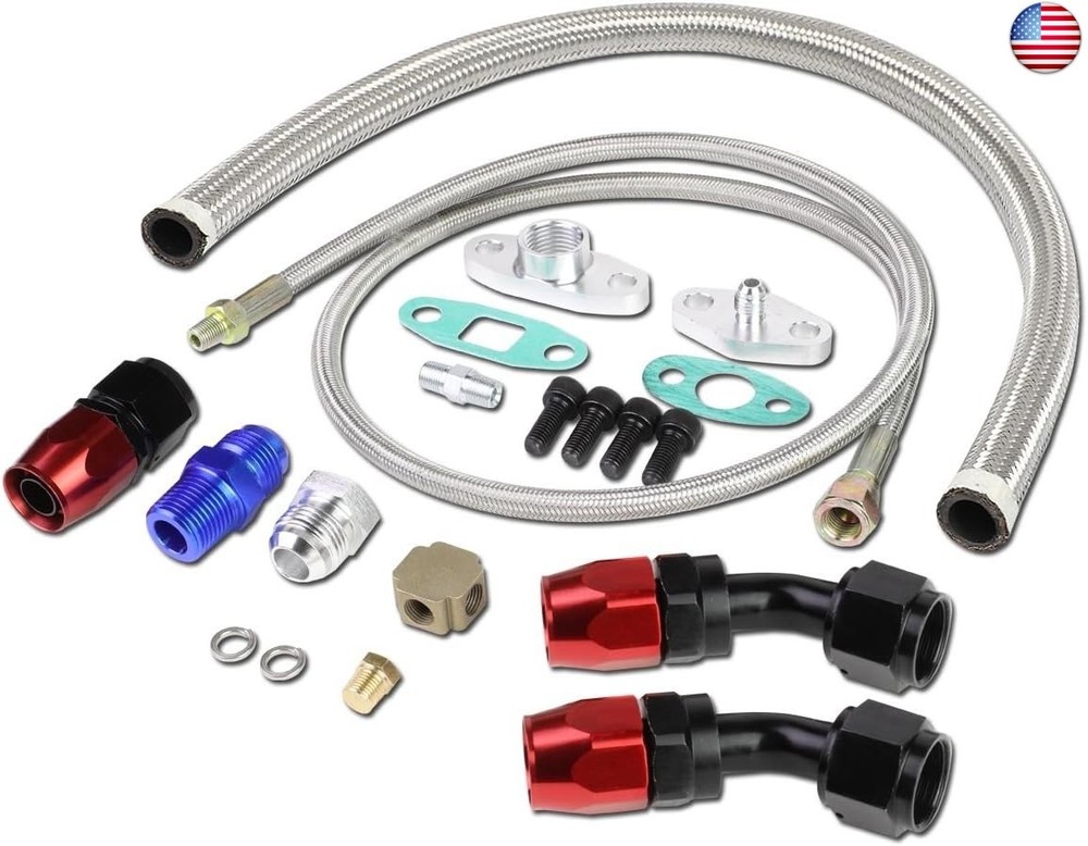 DNA Motoring OFL-KIT-008-SL Universal Turbo Charger Oil Drain/Feed Line