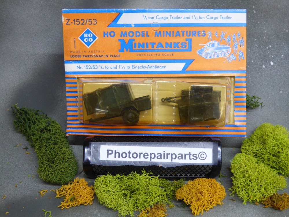 Roco Minitanks WWII US M-101 3/4T & M-104 1-1/2T Cargo Trailer Set Lot #7275©