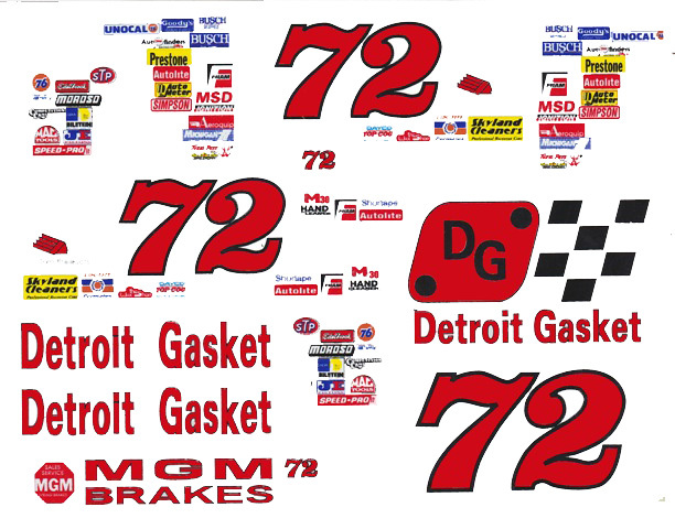 #72 Detroit Gasket 1/24th – 1/25th Scale Waterslide Decals